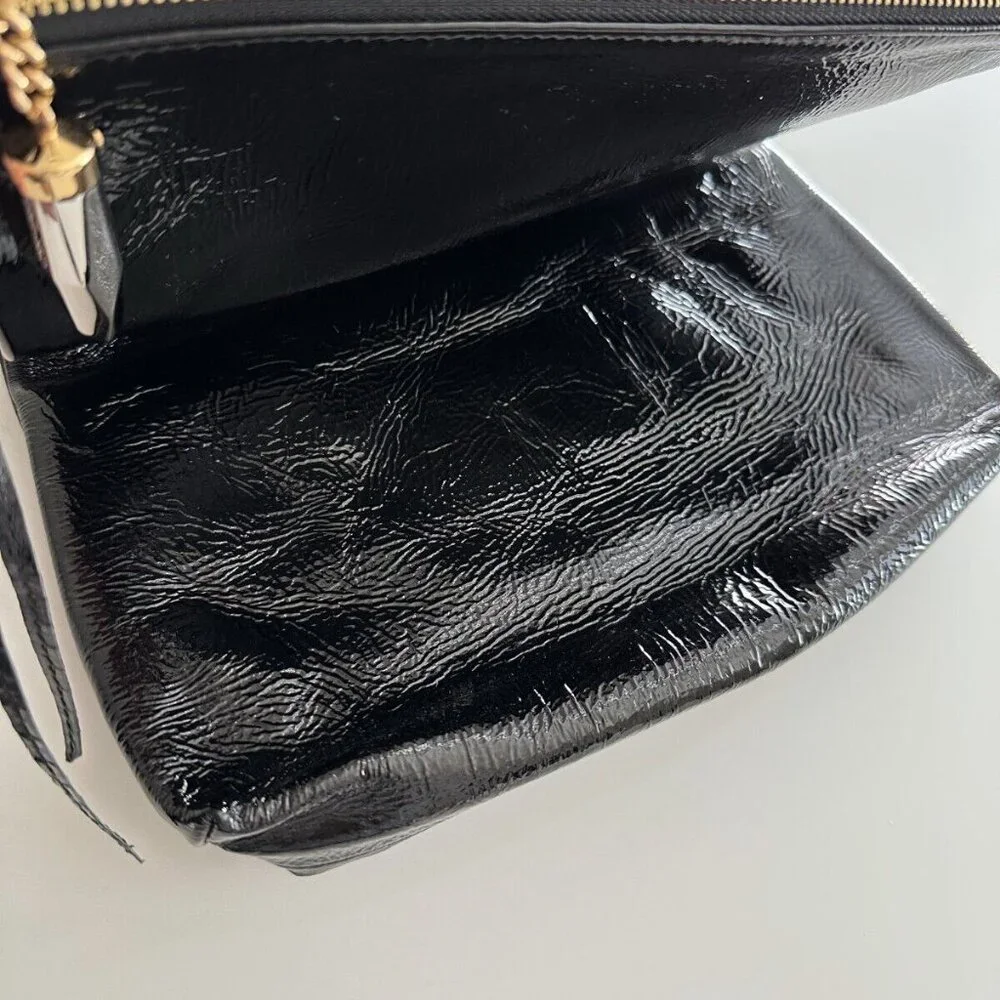 JIMMY CHOO Clutch Bag Black Leather Designer Studded Evening Handbag